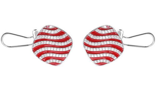 Fashion women jewels personalized red and white stripe zircon studs earrings